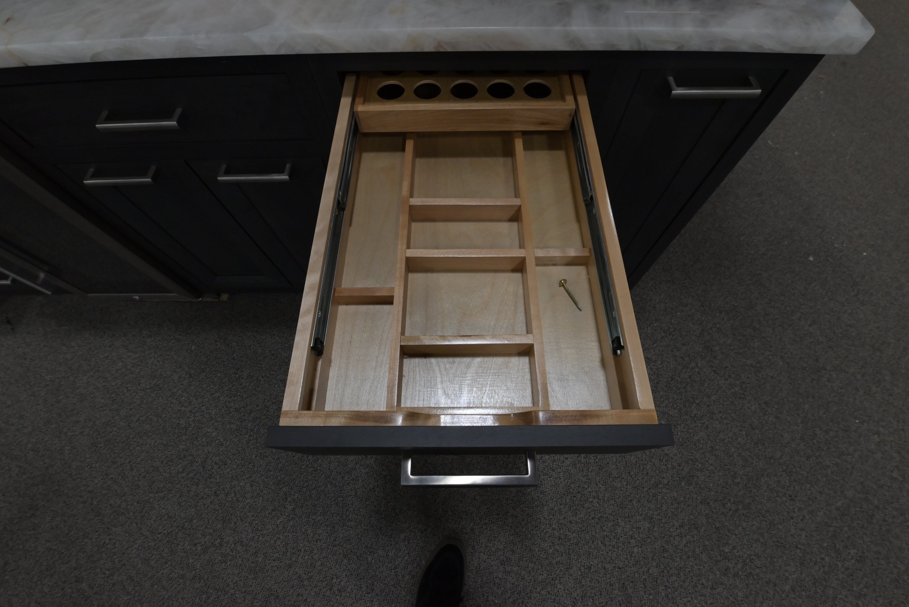 Kemper Transitional Matte Black Dry Bar with Wine Cooler