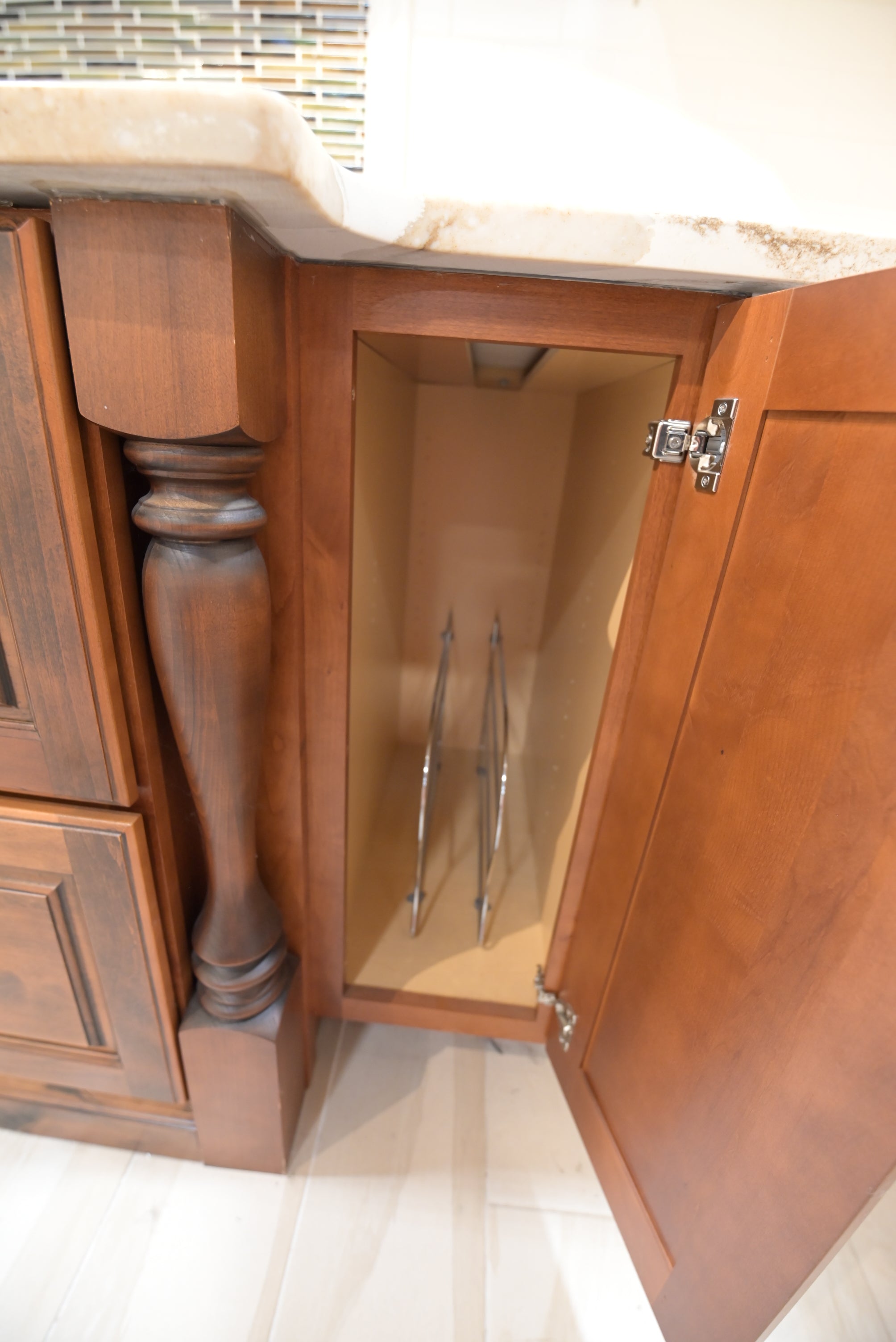 "The Brentwood" Transitional White & Wood Kitchen with Island & Appliances