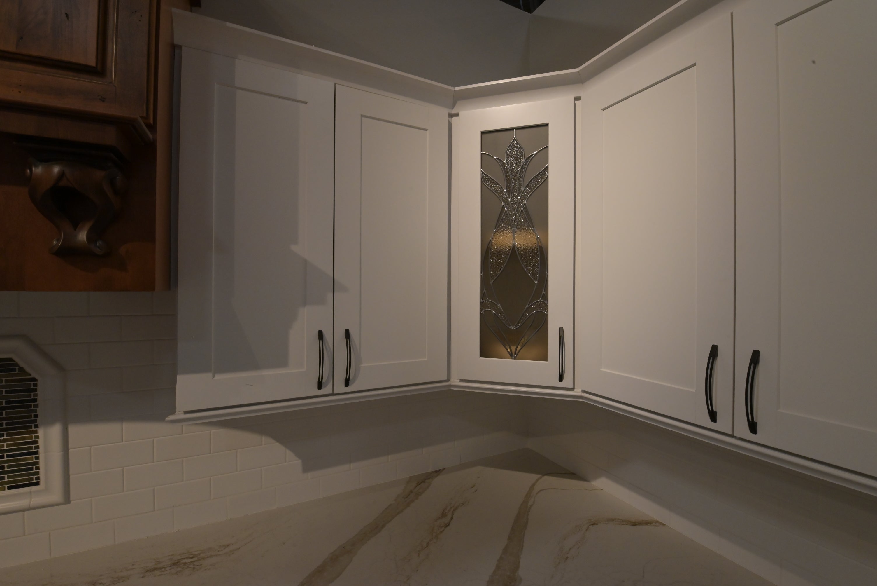 "The Brentwood" Transitional White & Wood Kitchen with Island & Appliances
