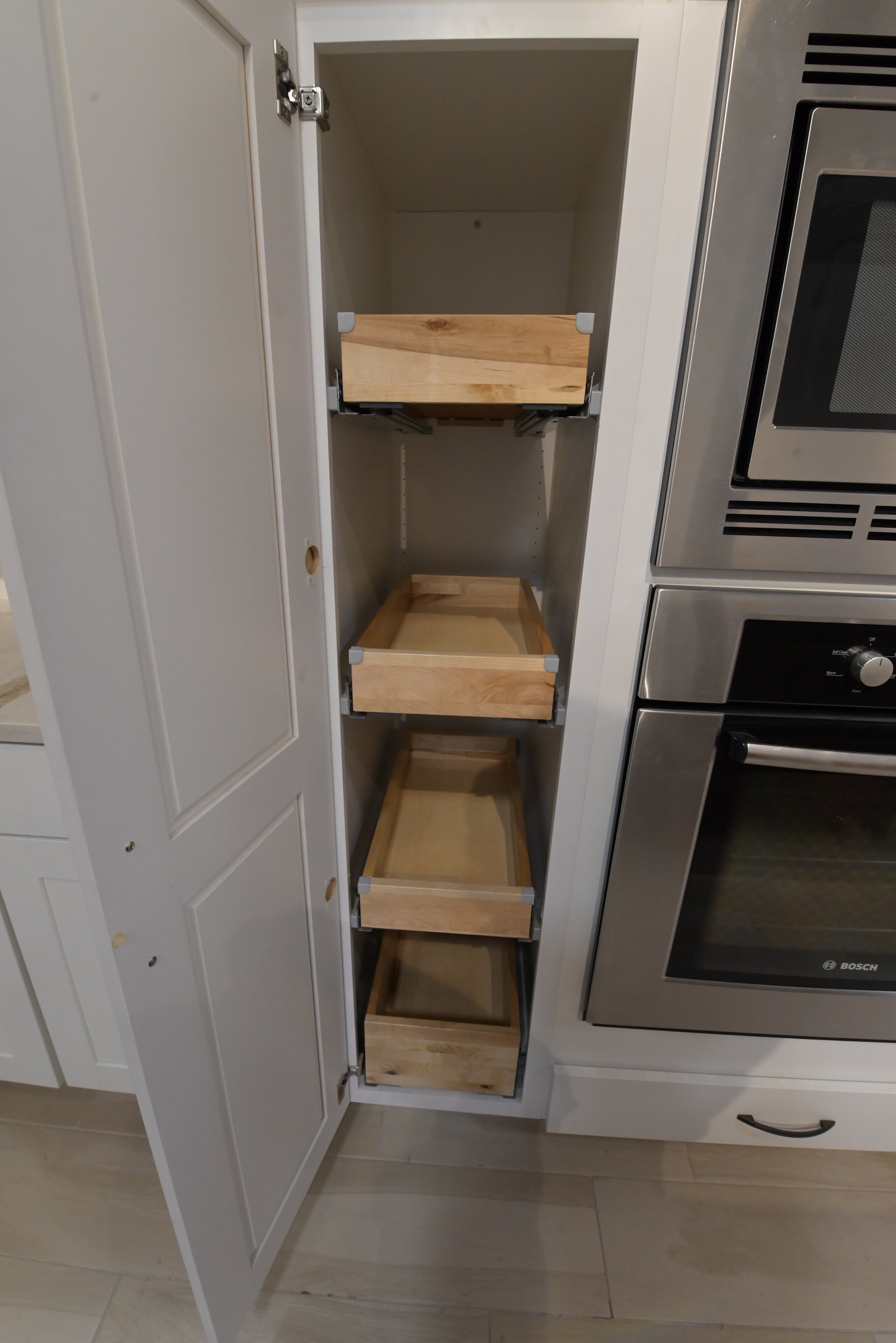 "The Brentwood" Transitional White & Wood Kitchen with Island & Appliances