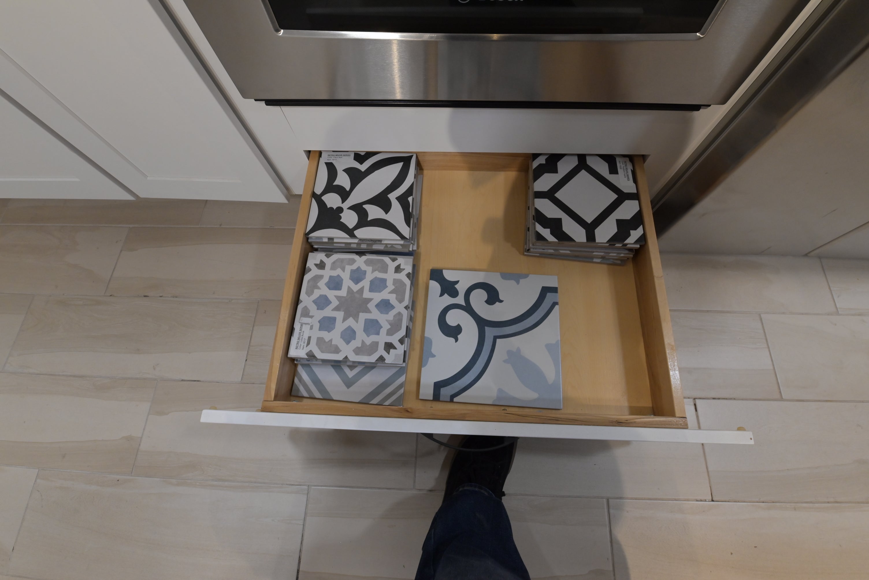 "The Brentwood" Transitional White & Wood Kitchen with Island & Appliances