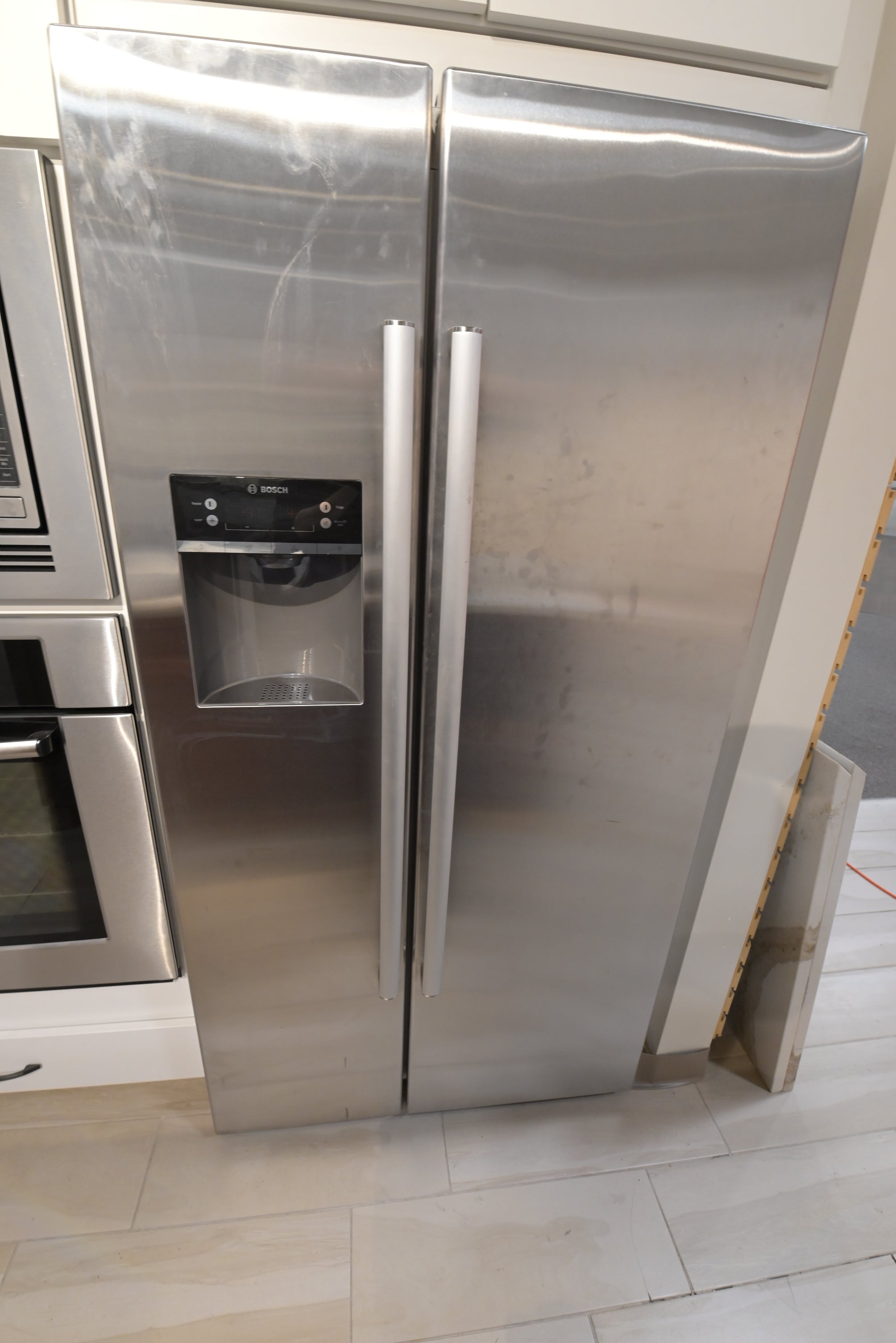 "The Brentwood" Transitional White & Wood Kitchen with Island & Appliances