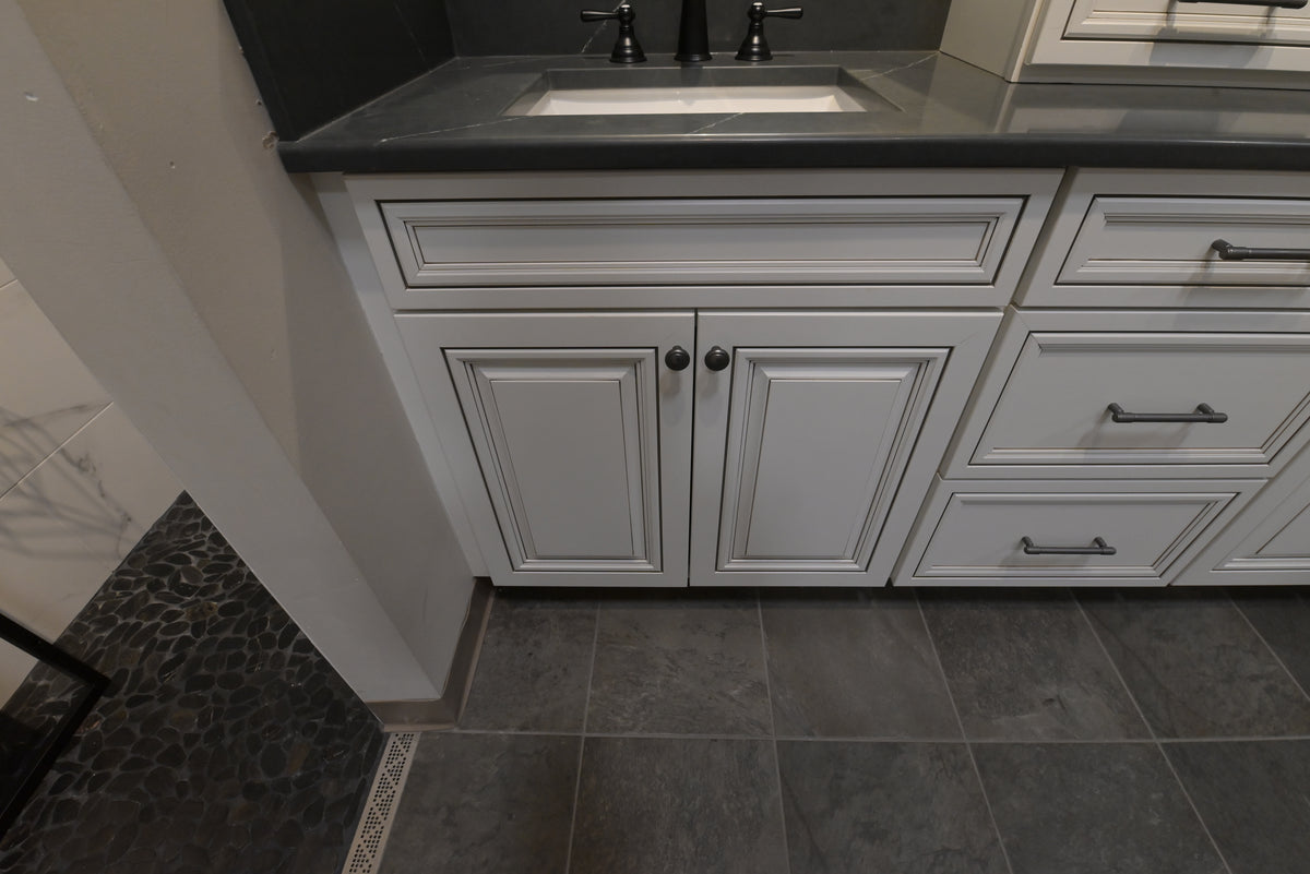 Custom 84" Traditional White Double Vanity