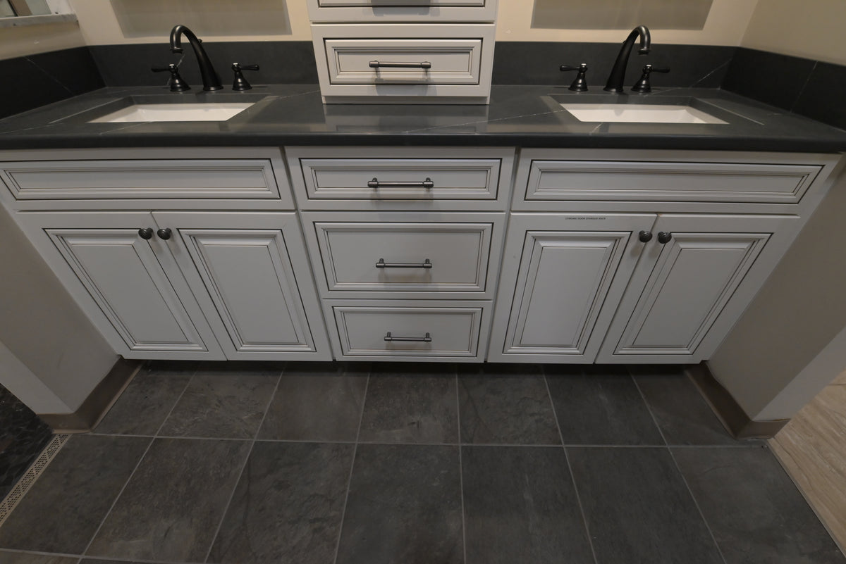 Custom 84" Traditional White Double Vanity
