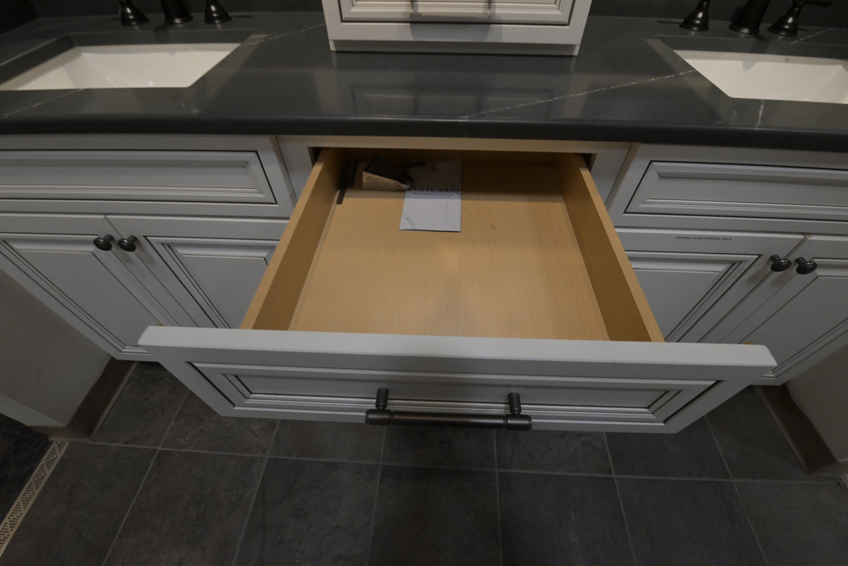 Custom 84" Traditional White Double Vanity