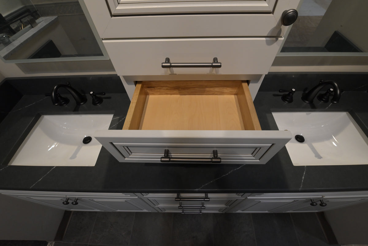 Custom 84" Traditional White Double Vanity