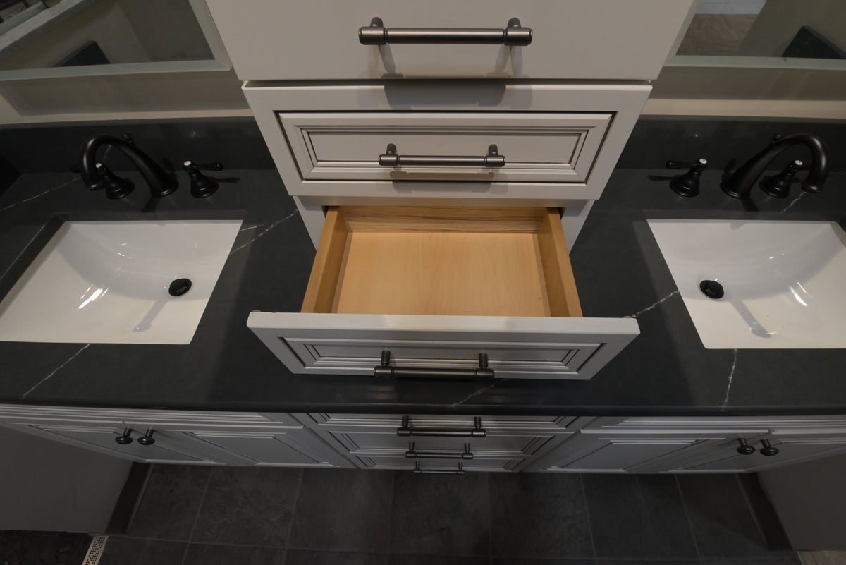 Custom 84" Traditional White Double Vanity