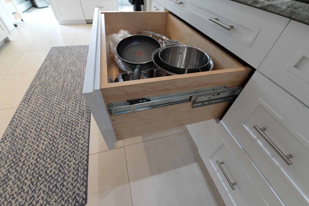 "The Roxbury" Transitional White Kitchen with Island & Sub-Zero Refrigerator