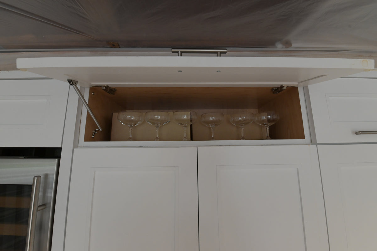 "The Roxbury" Transitional White Kitchen with Island & Sub-Zero Refrigerator
