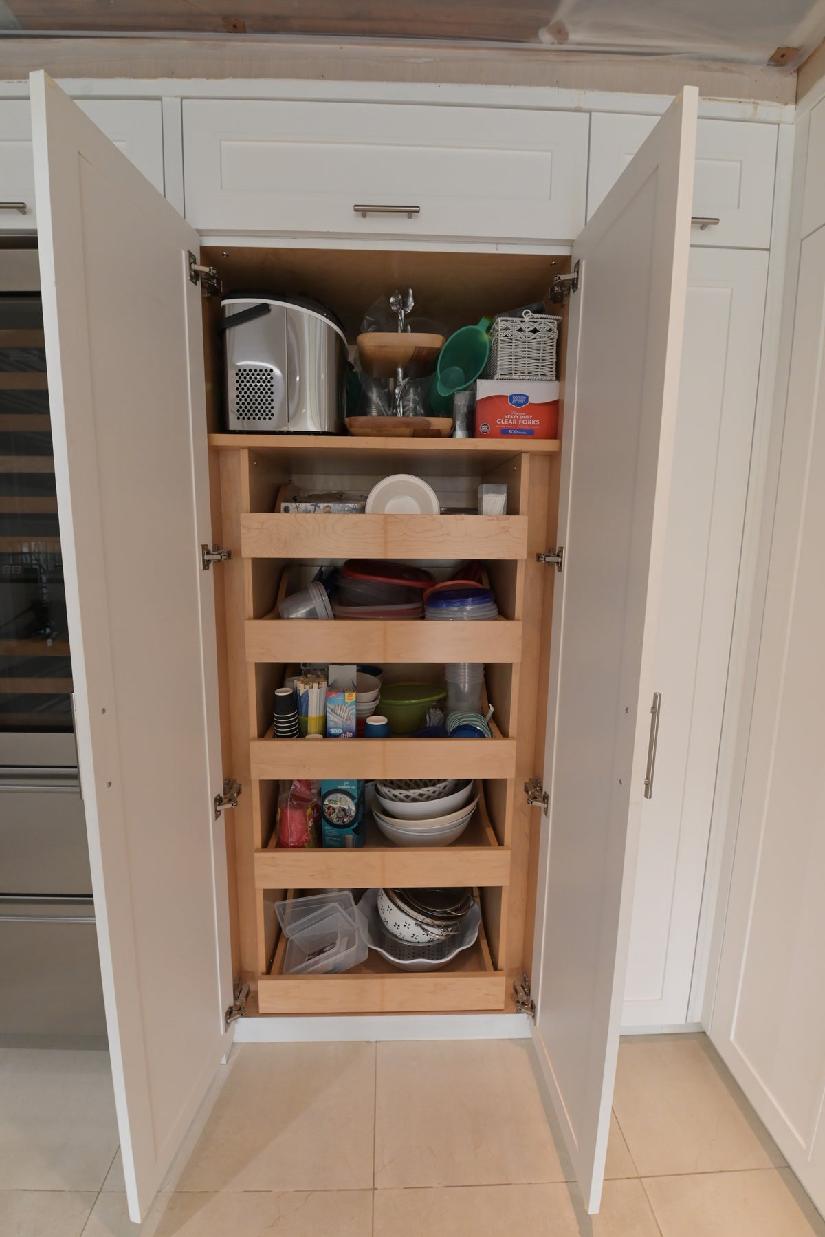 "The Roxbury" Transitional White Kitchen with Island & Sub-Zero Refrigerator