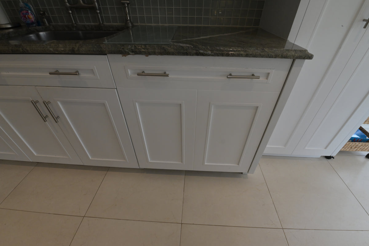 "The Roxbury" Transitional White Kitchen with Island & Sub-Zero Refrigerator