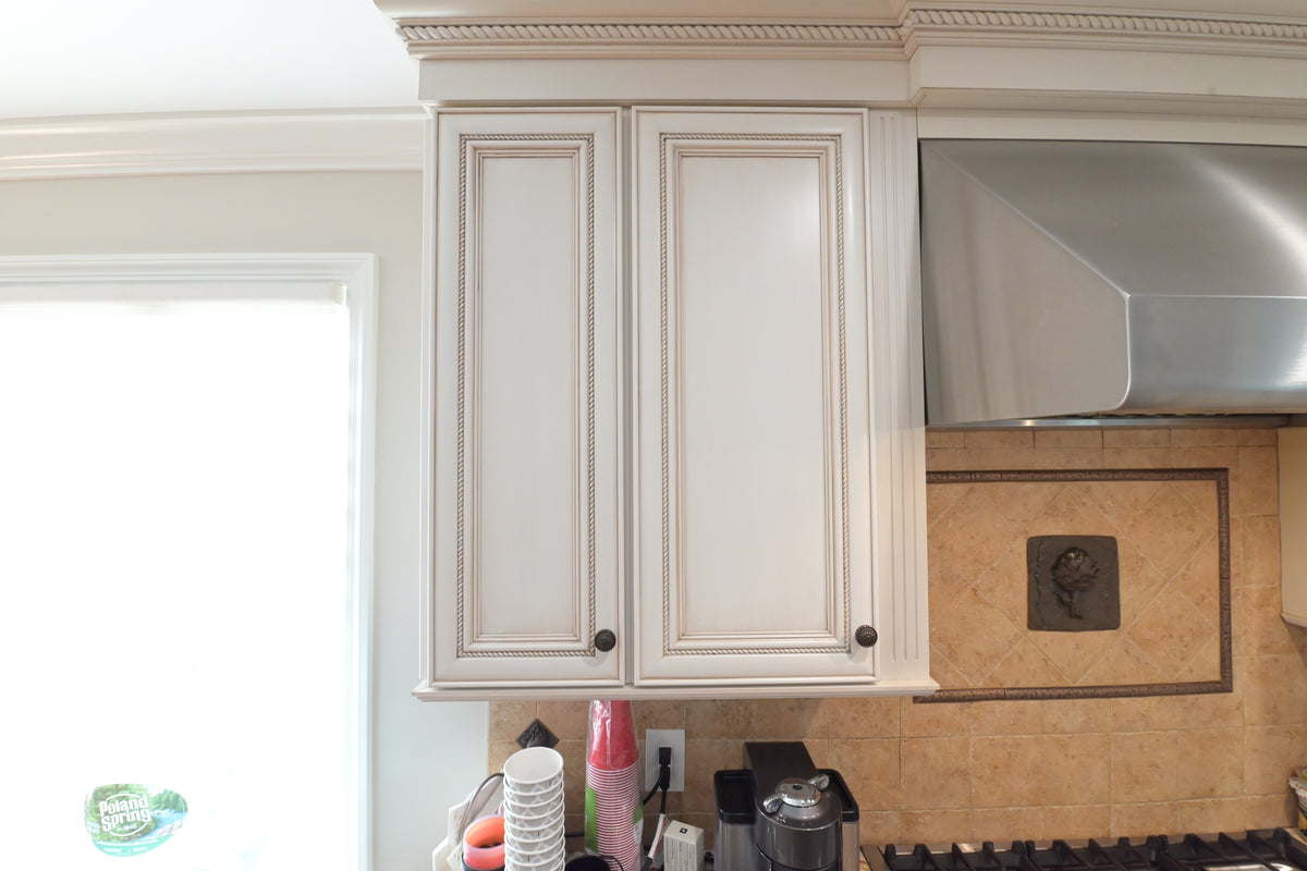 "The Chester" Traditional White Kitchen with Island, Desk Area & Appliances