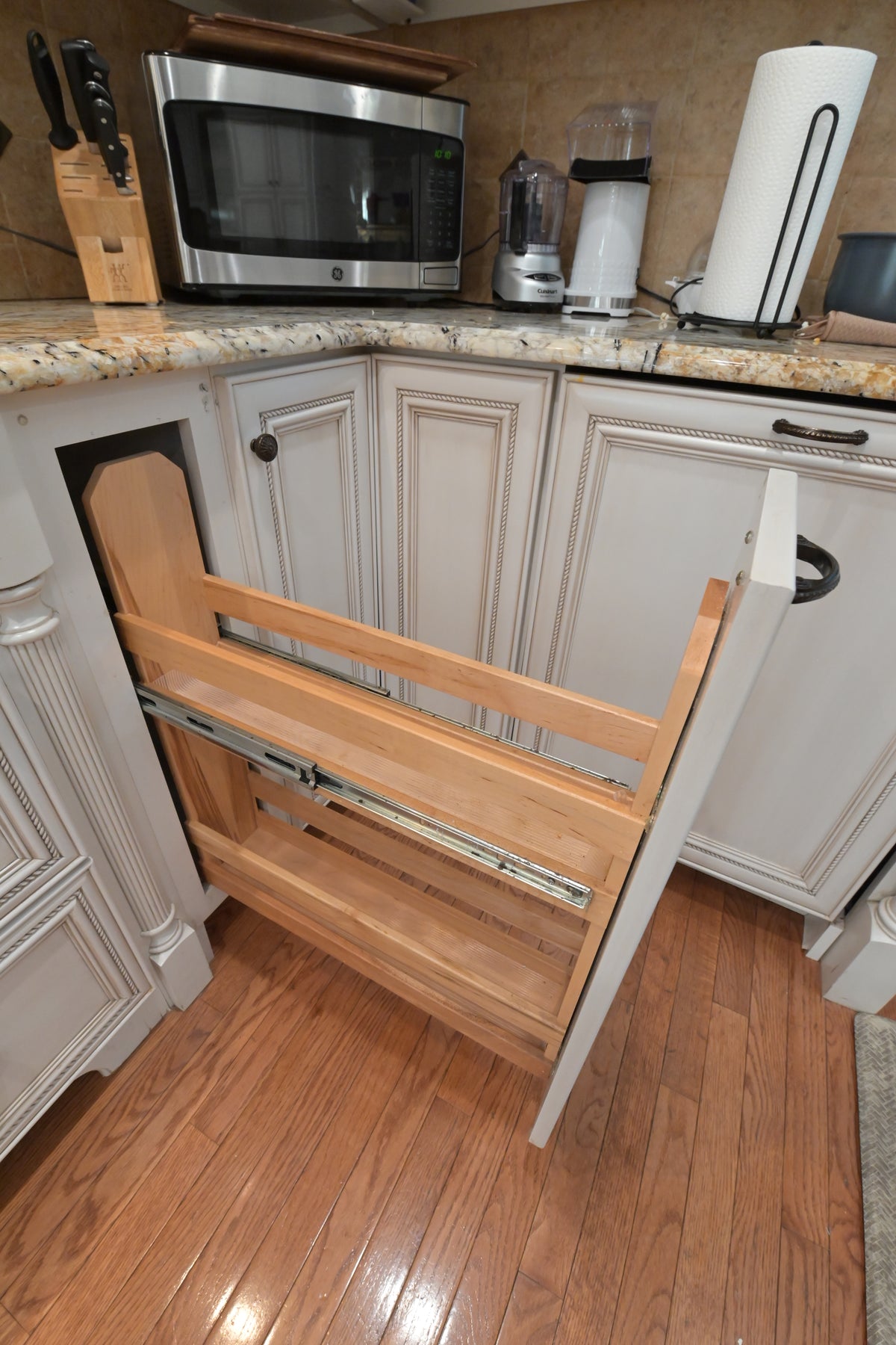 "The Chester" Traditional White Kitchen with Island, Desk Area & Appliances