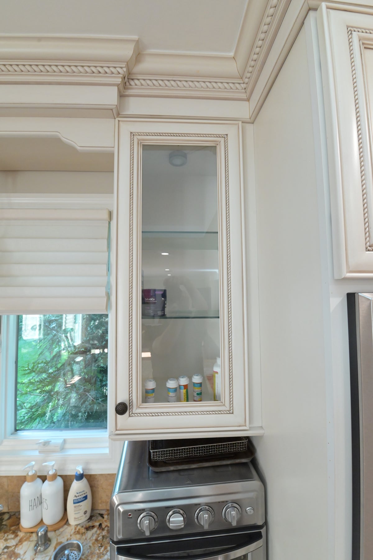 "The Chester" Traditional White Kitchen with Island, Desk Area & Appliances