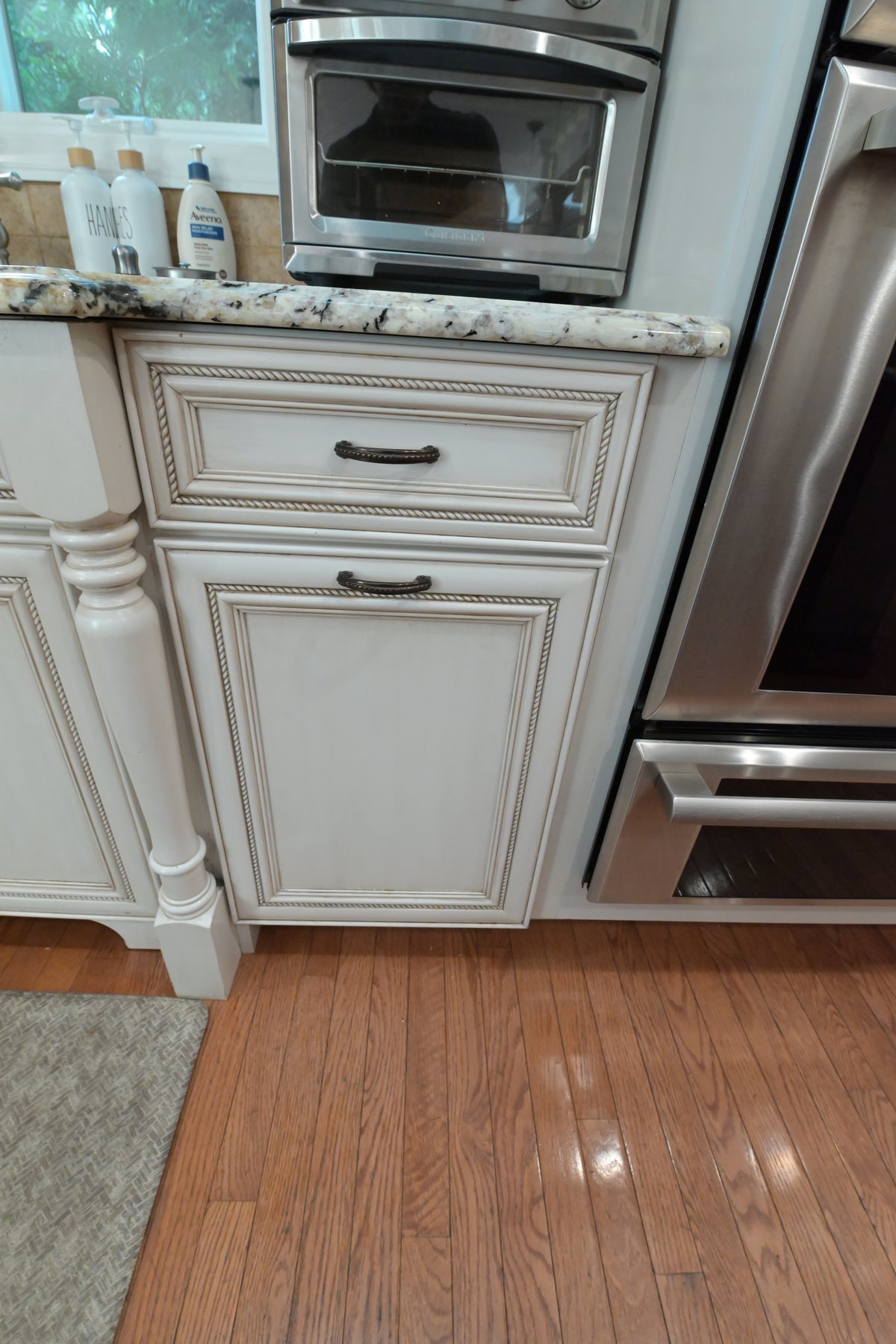 "The Chester" Traditional White Kitchen with Island, Desk Area & Appliances
