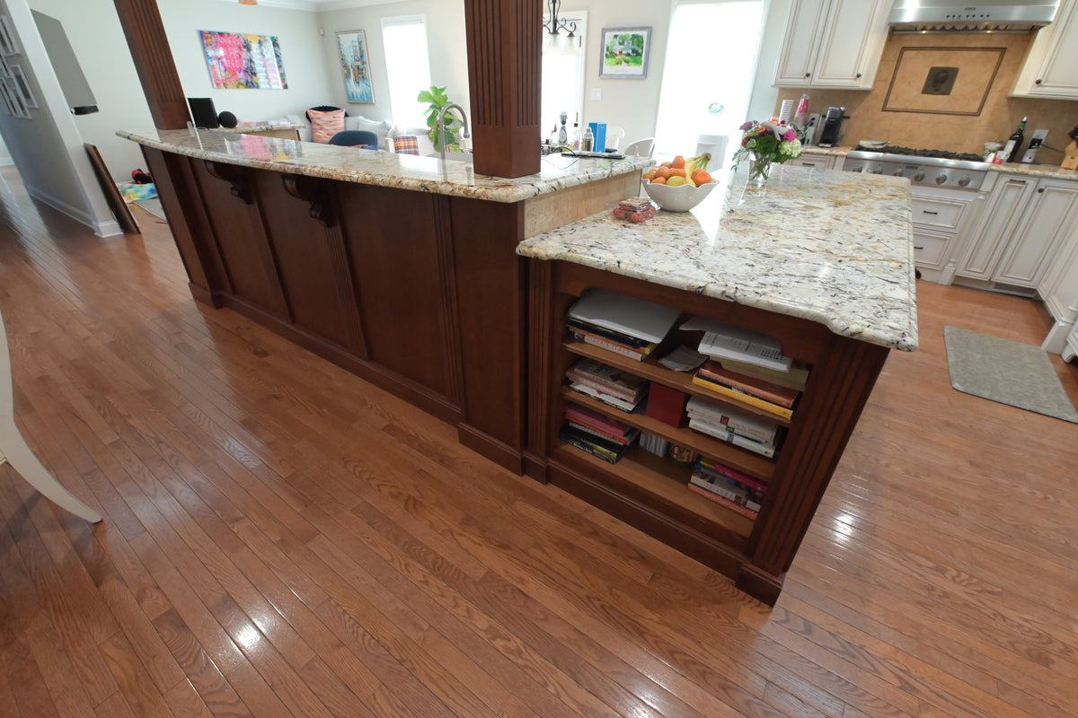 "The Chester" Traditional White Kitchen with Island, Desk Area & Appliances