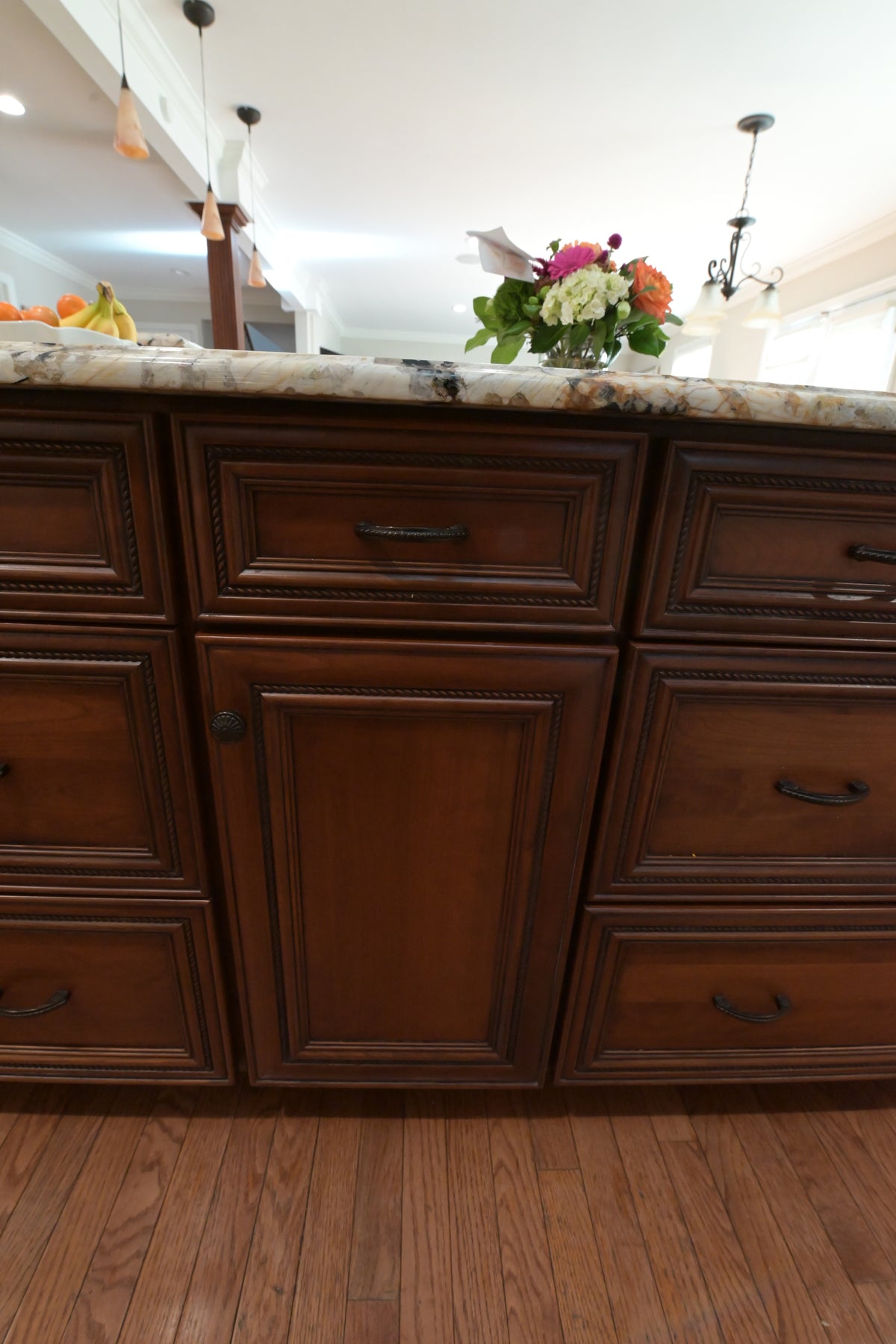 "The Chester" Traditional White Kitchen with Island, Desk Area & Appliances
