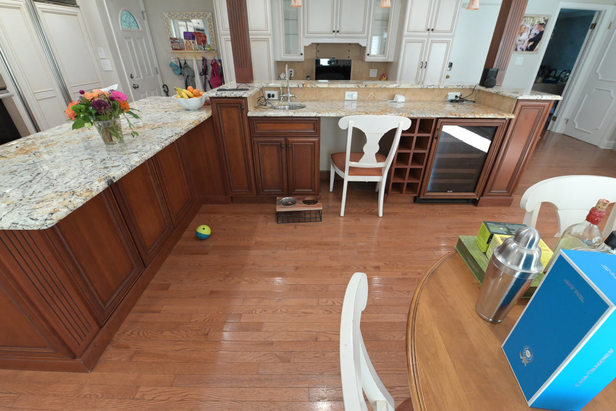 "The Chester" Traditional White Kitchen with Island, Desk Area & Appliances