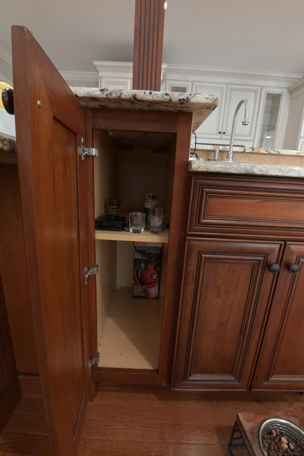 "The Chester" Traditional White Kitchen with Island, Desk Area & Appliances