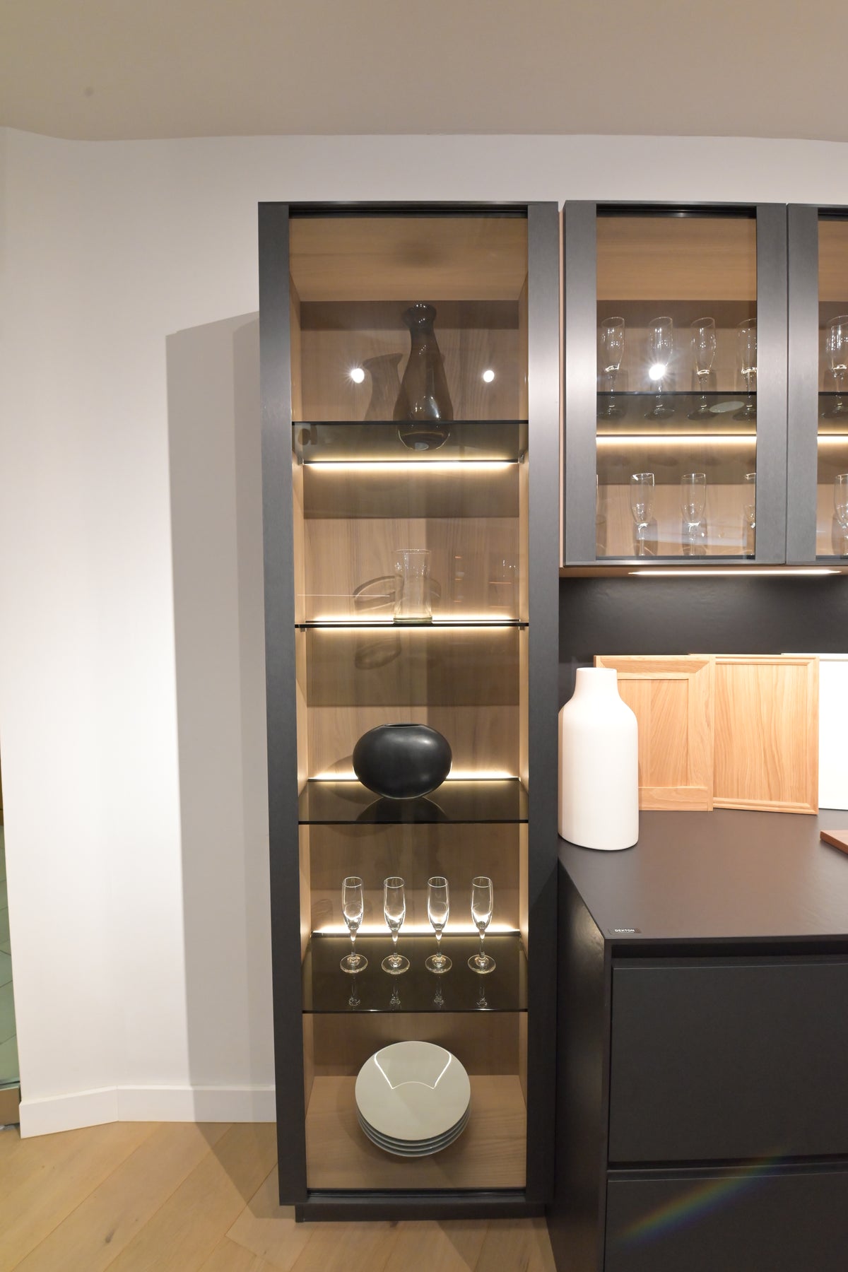 Hans Krug Modern Grey & Oak Veneer Kitchen Corner with Wolf Appliances