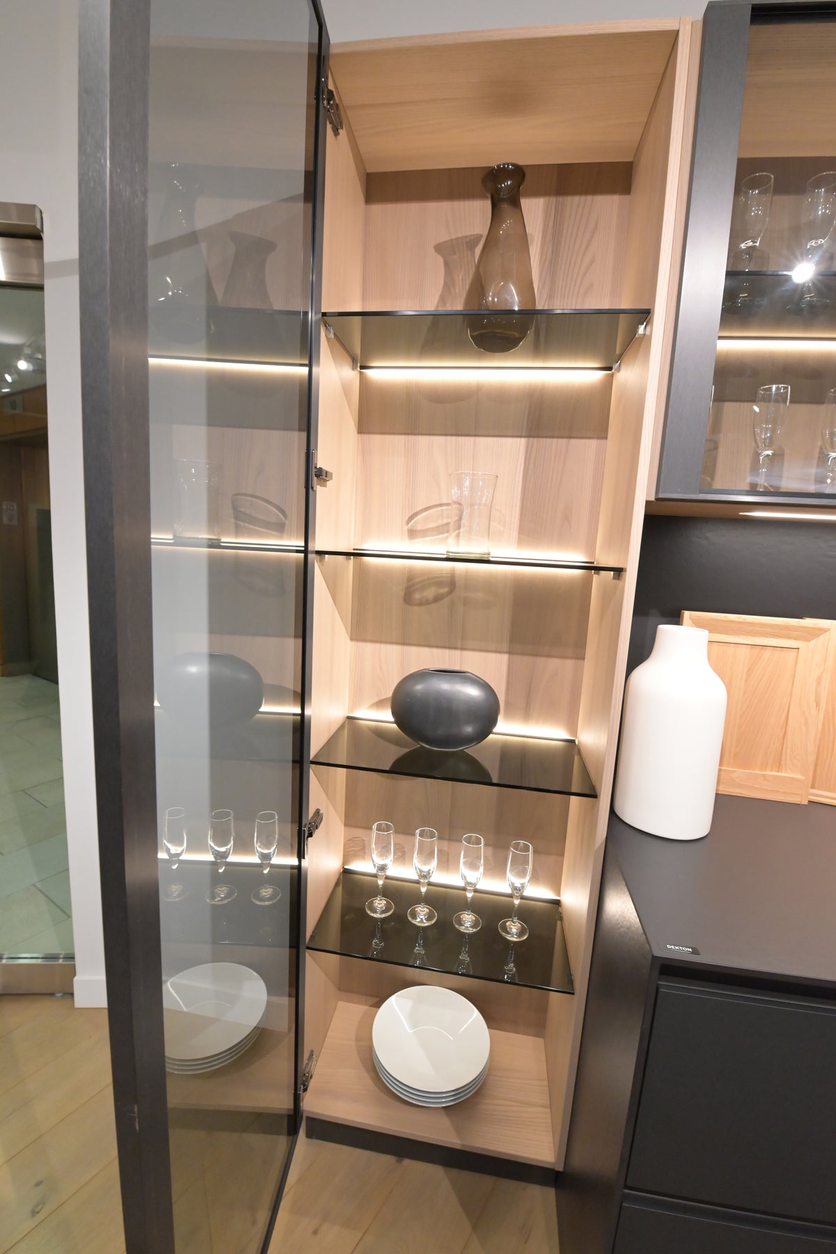 Hans Krug Modern Grey & Oak Veneer Kitchen Corner with Wolf Appliances