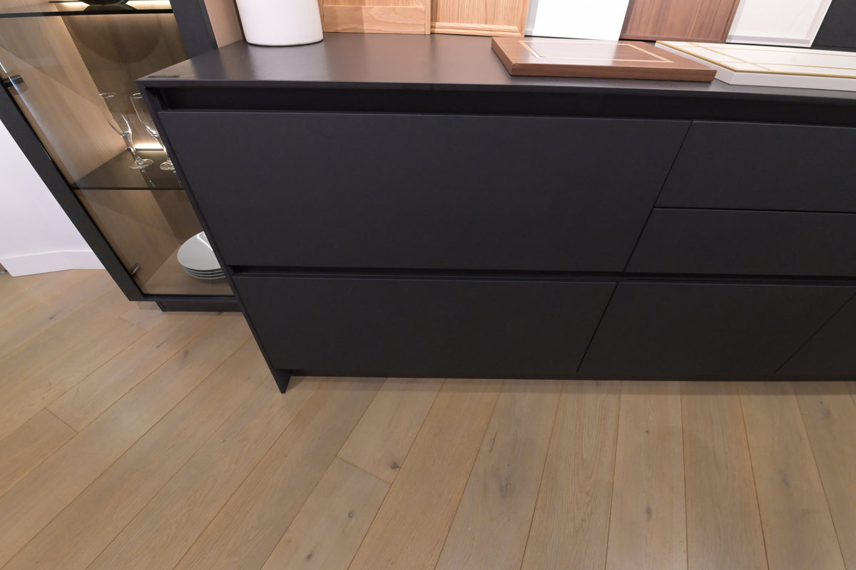 Hans Krug Modern Grey & Oak Veneer Kitchen Corner with Wolf Appliances
