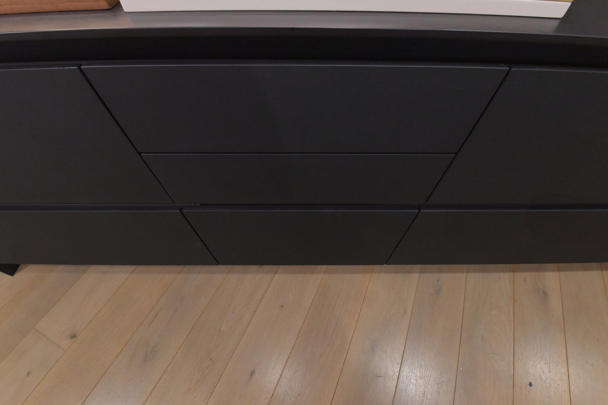 Hans Krug Modern Grey & Oak Veneer Kitchen Corner with Wolf Appliances