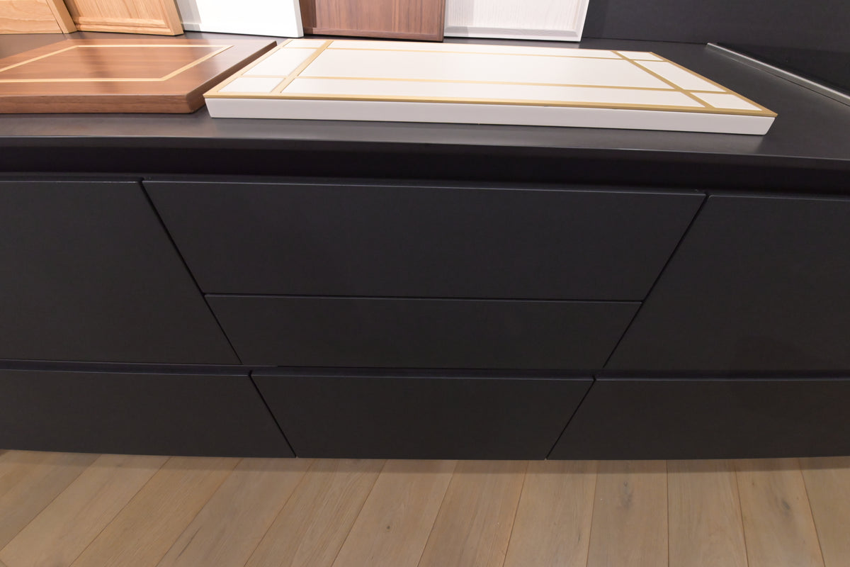 Hans Krug Modern Grey & Oak Veneer Kitchen Corner with Wolf Appliances