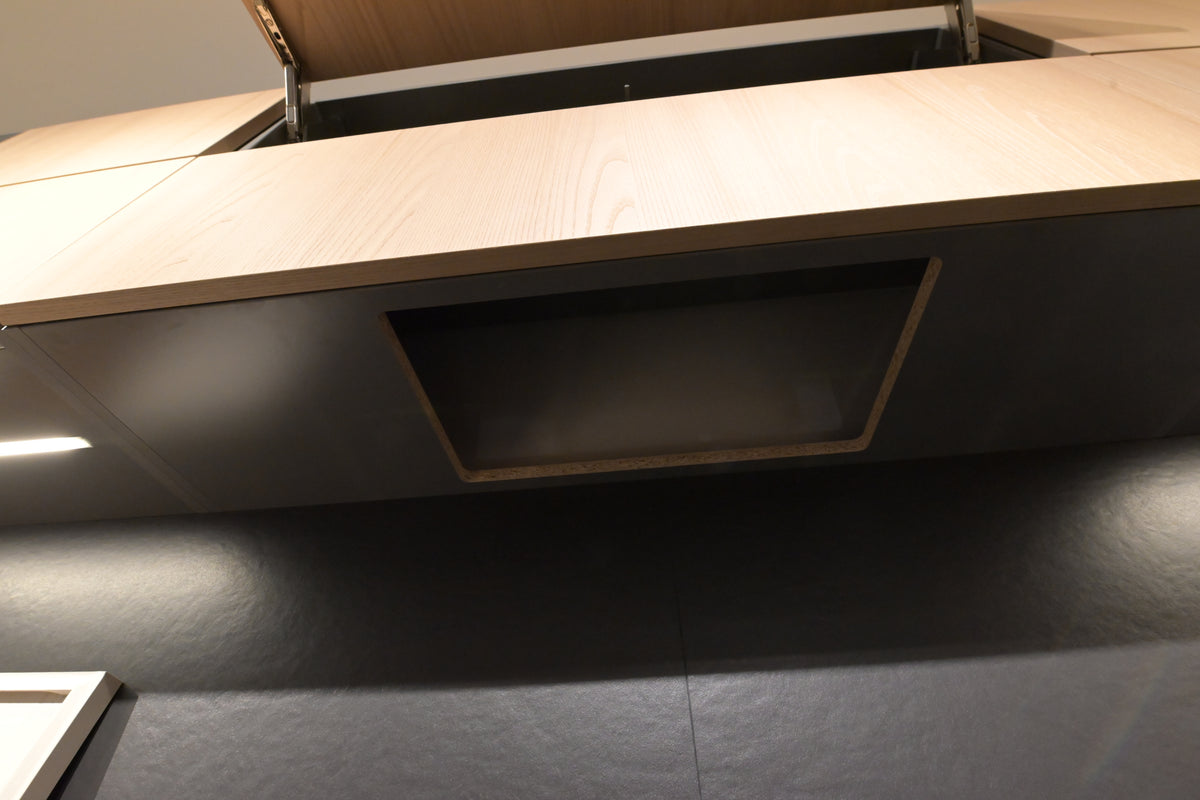 Hans Krug Modern Grey & Oak Veneer Kitchen Corner with Wolf Appliances