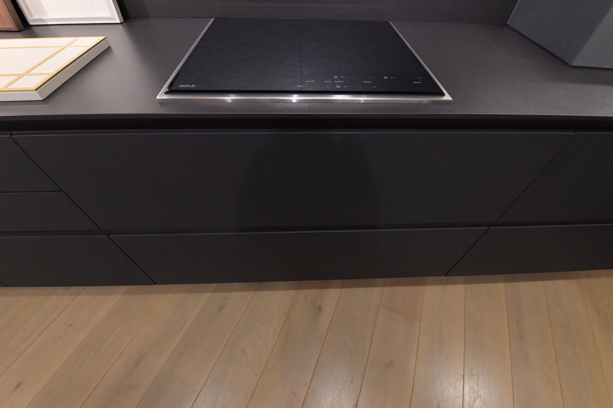 Hans Krug Modern Grey & Oak Veneer Kitchen Corner with Wolf Appliances