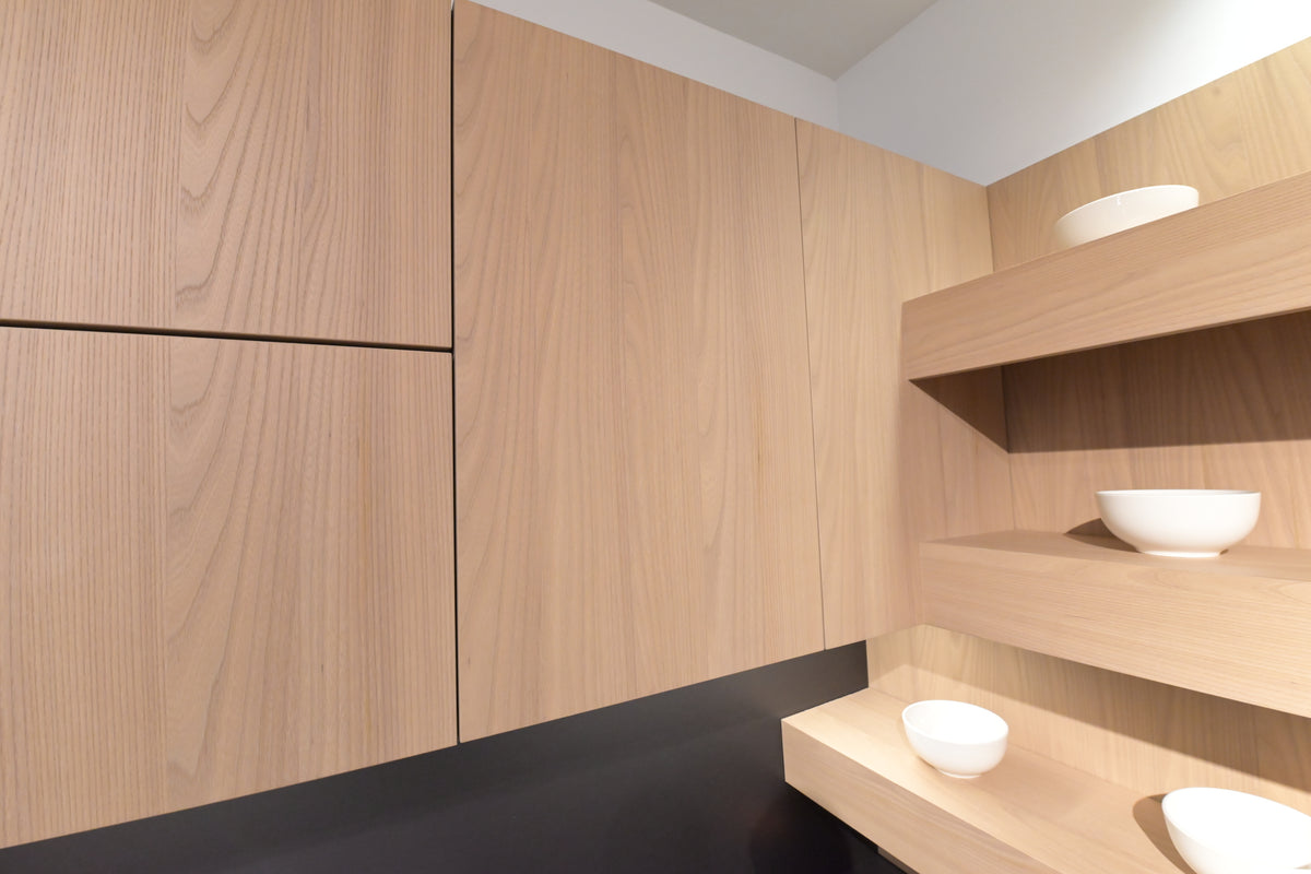 Hans Krug Modern Grey & Oak Veneer Kitchen Corner with Wolf Appliances