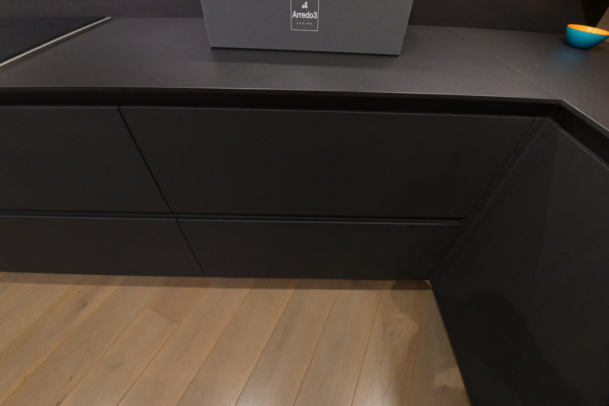 Hans Krug Modern Grey & Oak Veneer Kitchen Corner with Wolf Appliances