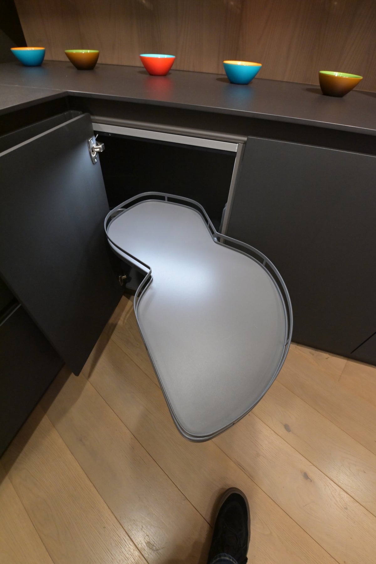 Hans Krug Modern Grey & Oak Veneer Kitchen Corner with Wolf Appliances