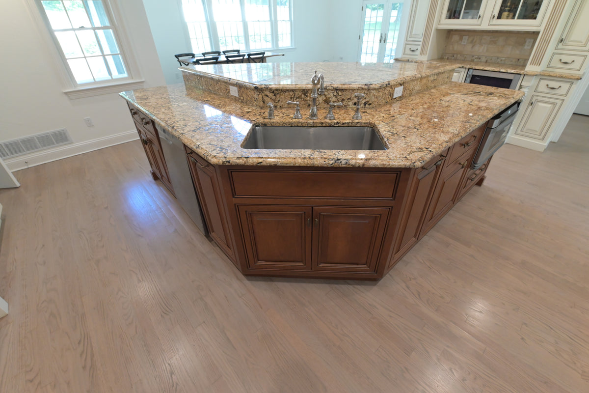 "The Montacute" Traditional Off White Kitchen with Wood Island & Appliances