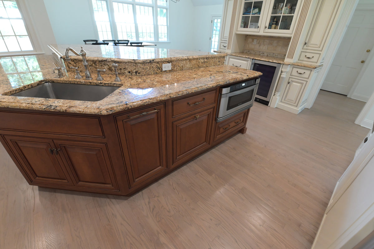 "The Montacute" Traditional Off White Kitchen with Wood Island & Appliances