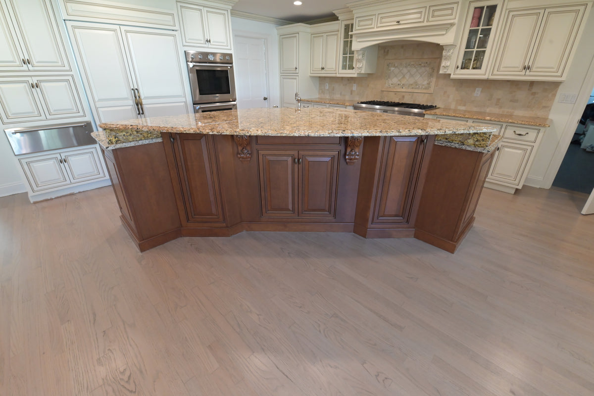 "The Montacute" Traditional Off White Kitchen with Wood Island & Appliances