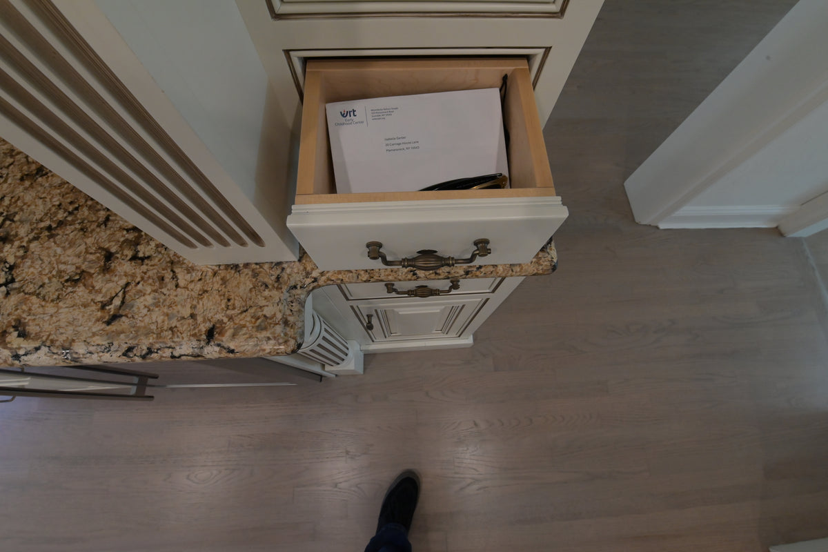 "The Montacute" Traditional Off White Kitchen with Wood Island & Appliances