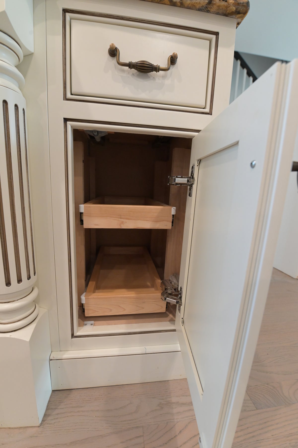 "The Montacute" Traditional Off White Kitchen with Wood Island & Appliances