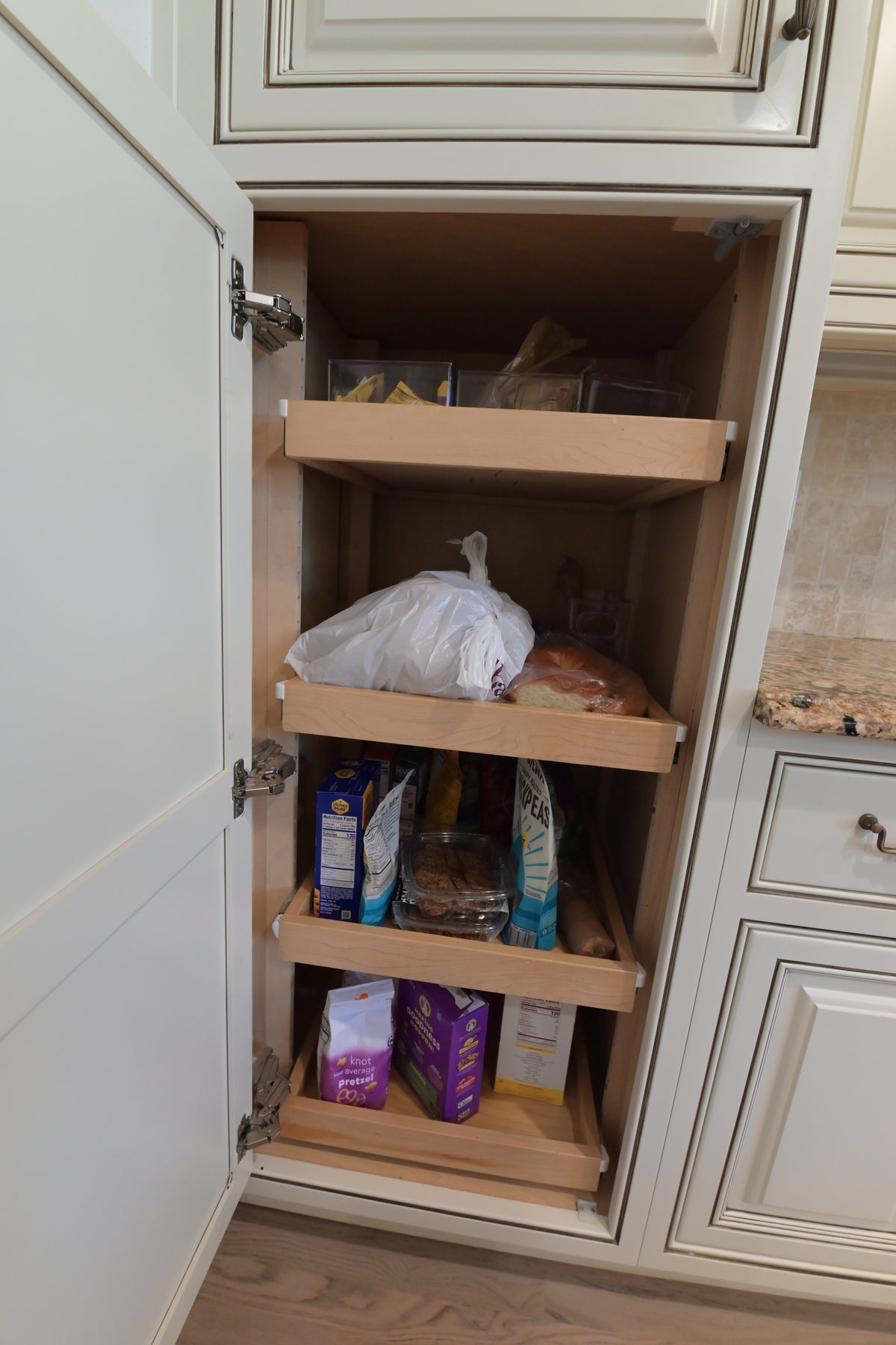 "The Montacute" Traditional Off White Kitchen with Wood Island & Appliances
