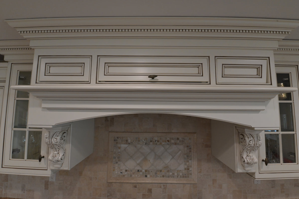 "The Montacute" Traditional Off White Kitchen with Wood Island & Appliances