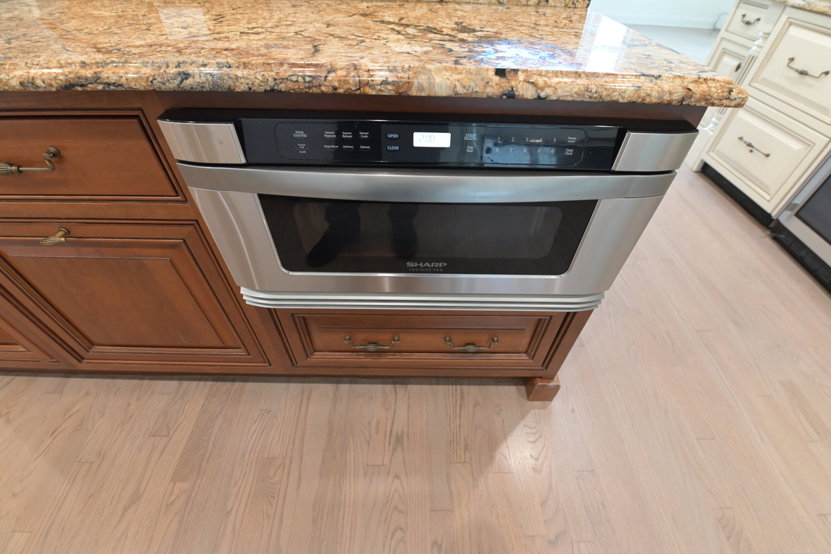 "The Montacute" Traditional Off White Kitchen with Wood Island & Appliances