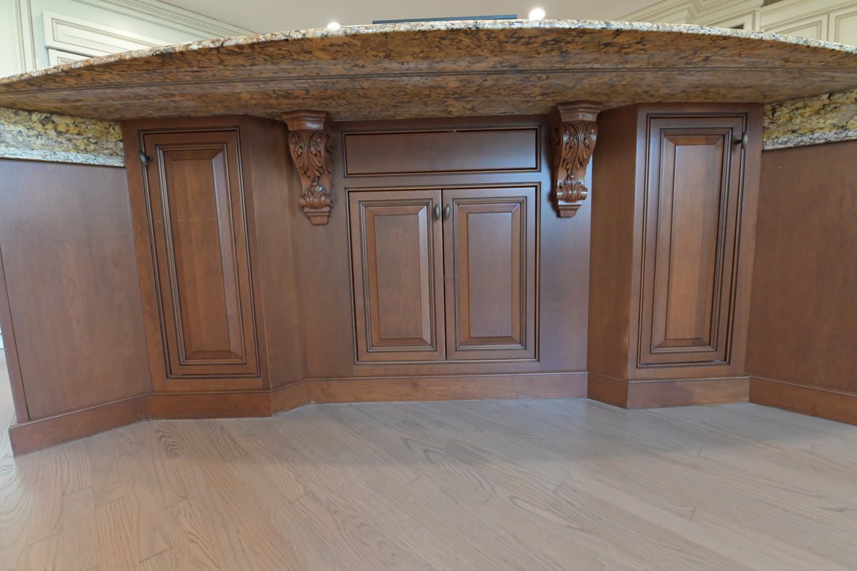 "The Montacute" Traditional Off White Kitchen with Wood Island & Appliances
