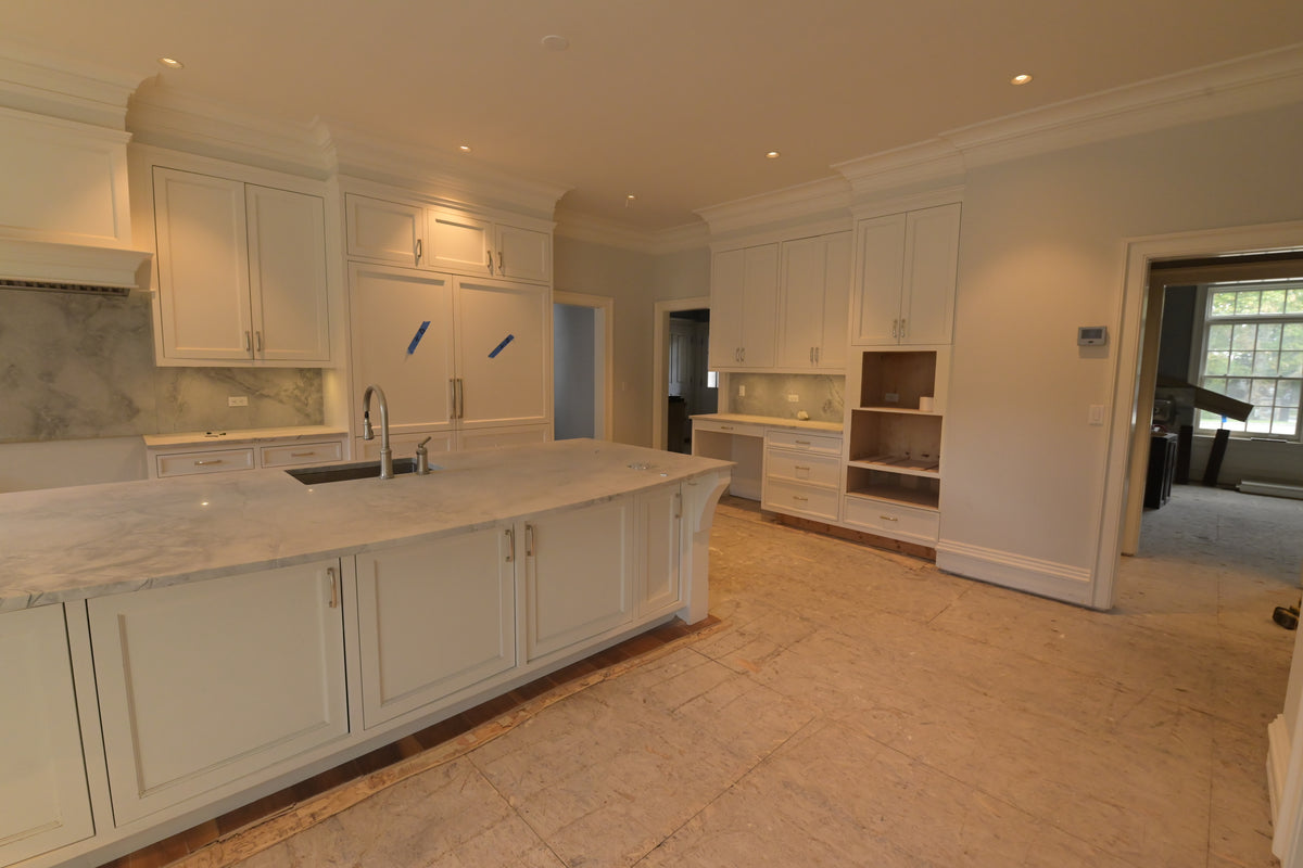 "The Blenheim" Transitional White Kitchen with Island & Sub-Zero Refrigerators