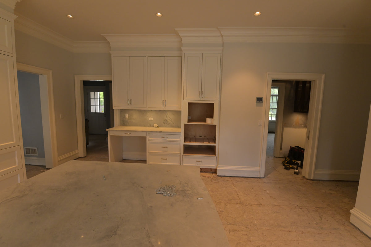 "The Blenheim" Transitional White Kitchen with Island & Sub-Zero Refrigerators