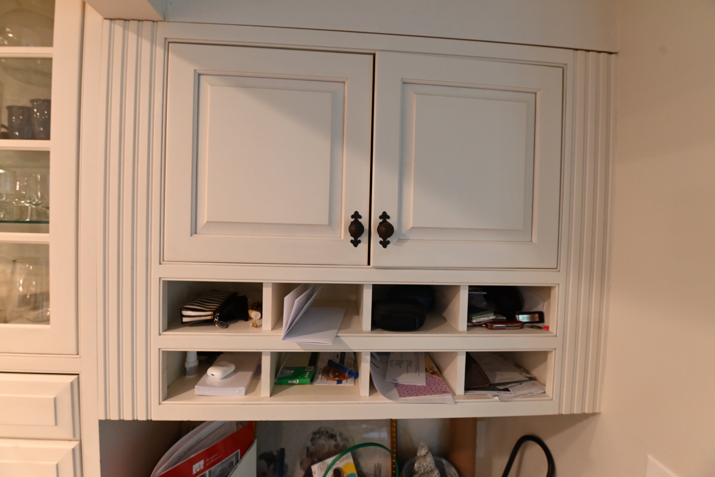 Plain & Fancy White Kitchen with Side Pantry & Appliances