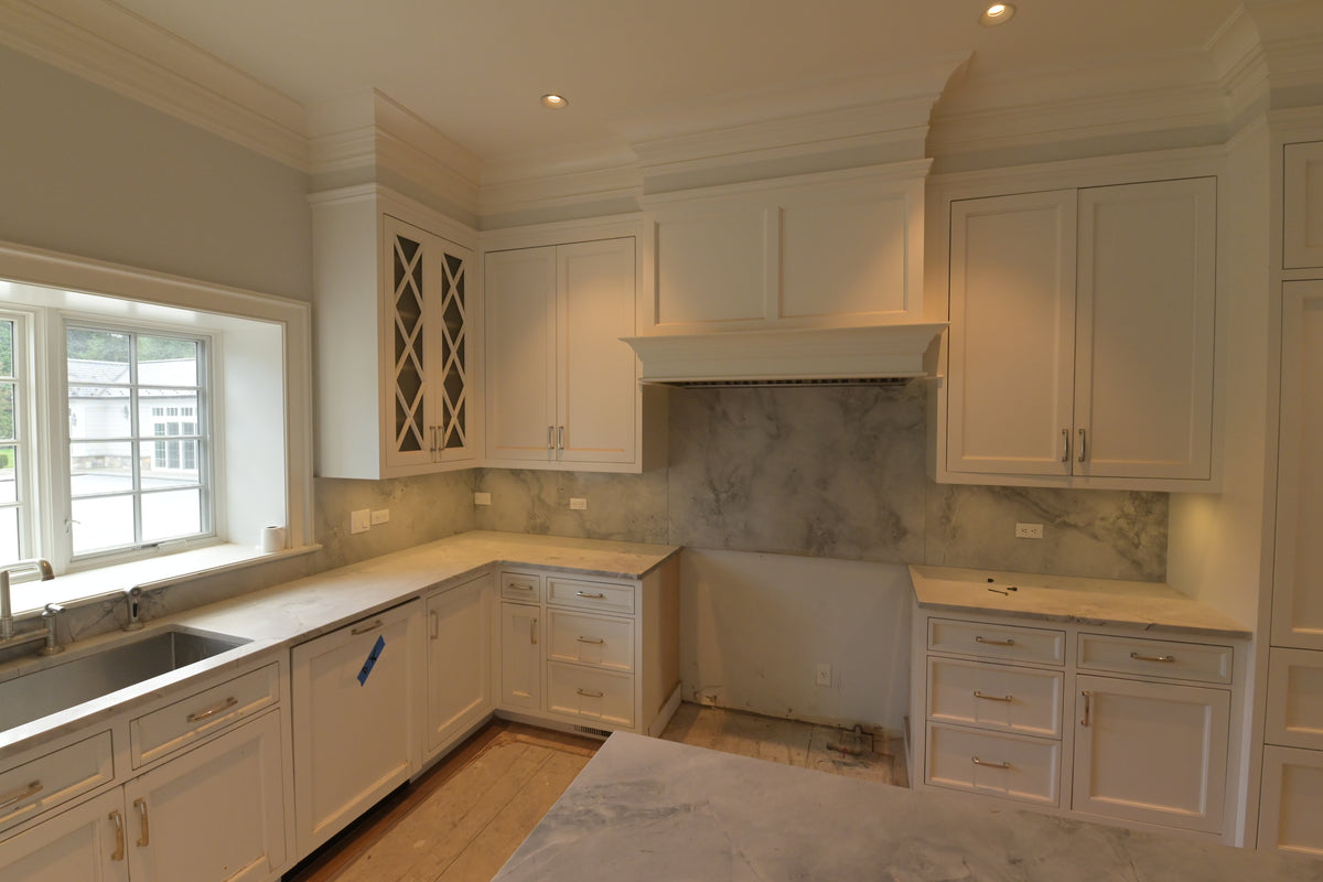 "The Blenheim" Transitional White Kitchen with Island & Sub-Zero Refrigerators