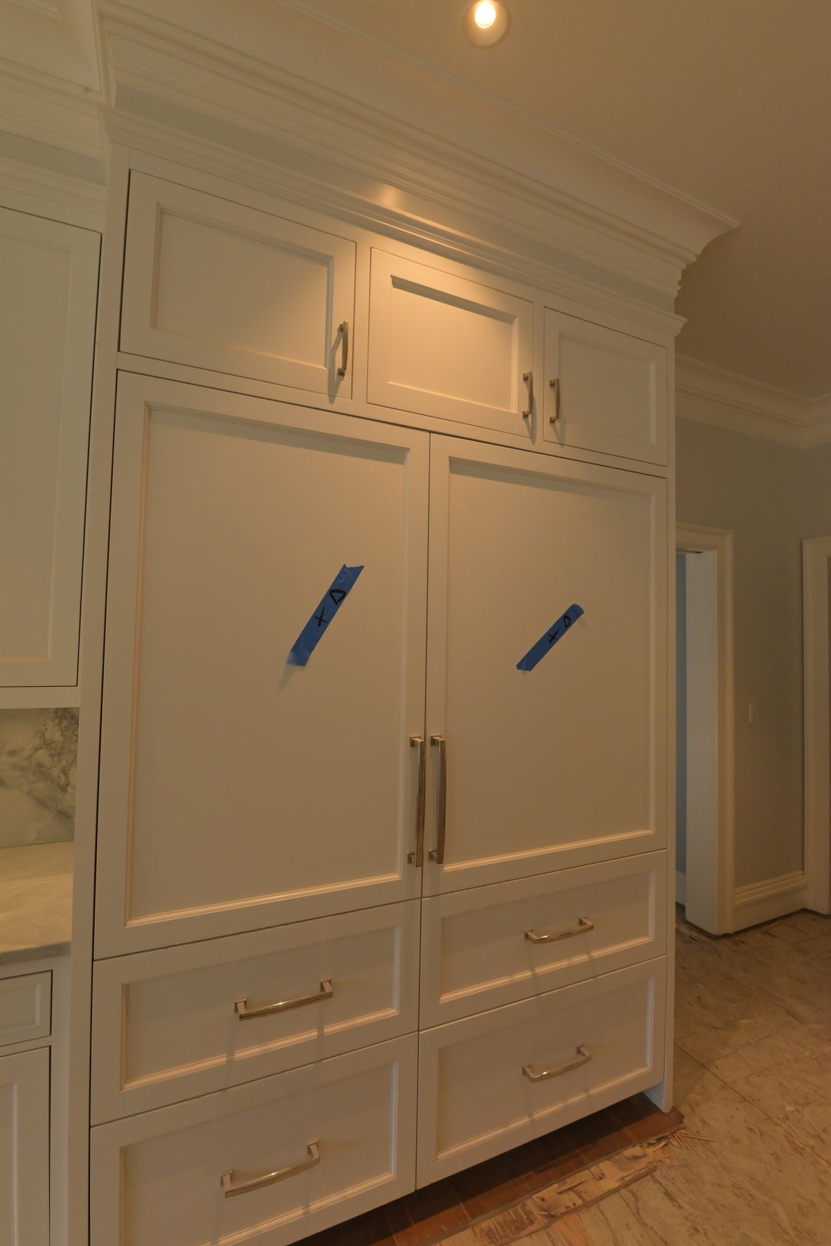 "The Blenheim" Transitional White Kitchen with Island & Sub-Zero Refrigerators