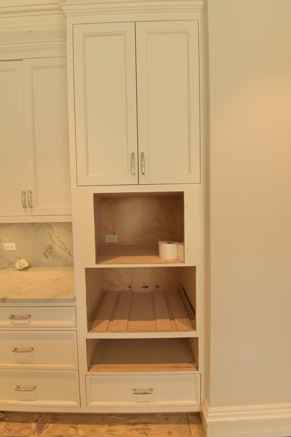 "The Blenheim" Transitional White Kitchen with Island & Sub-Zero Refrigerators