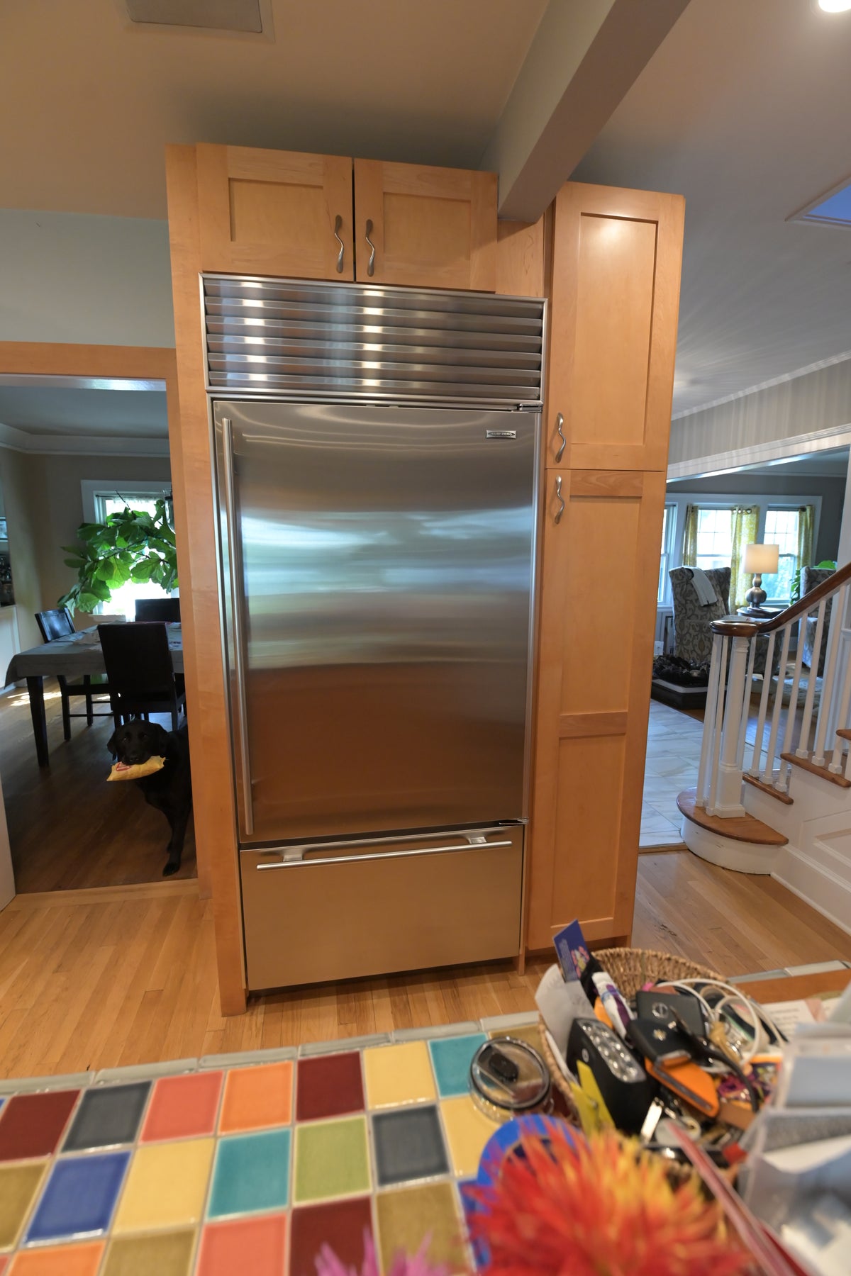 Millennia Transitional Craftsman Shaker Kitchen with 36" Sub-Zero Refrigerator