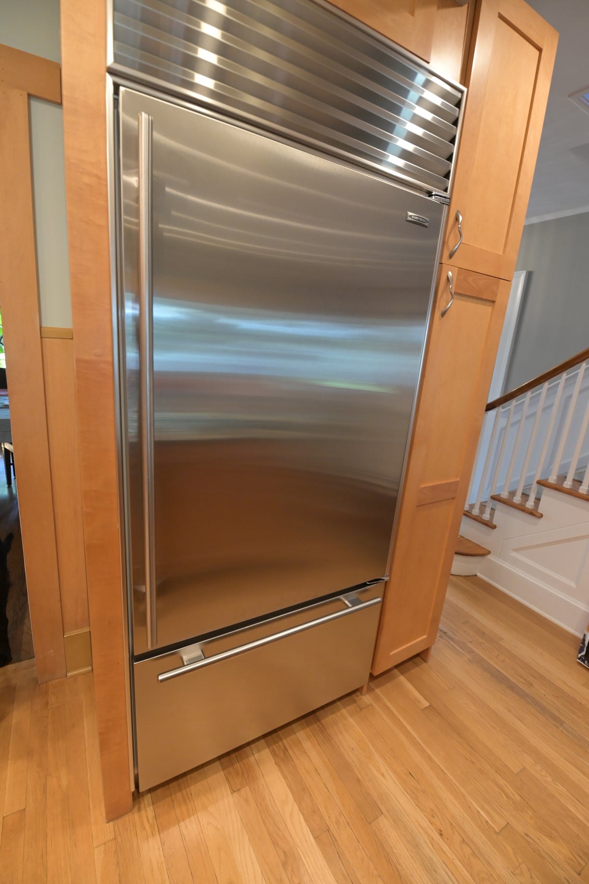 Millennia Transitional Craftsman Shaker Kitchen with 36" Sub-Zero Refrigerator